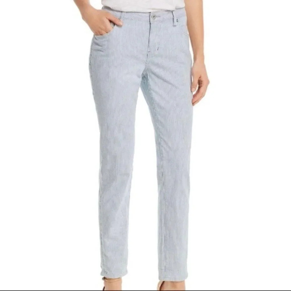 Anthro Pilcro Striped Mid-Rise Skinny Jeans Sz 27